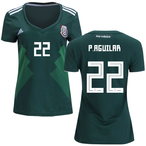 Women's Mexico #22 P.Aguilar Home Soccer Country Jersey - Click Image to Close